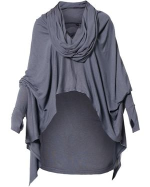 Metamorph Extravagant Tunic With Scarf Collar - Blue