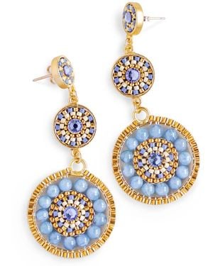EDEN + ELIE Luxe Triple Circle Statement Drop Earrings - Blue