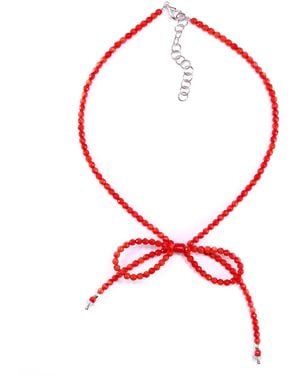 Mineralgems•Studio Coral Bow Necklace - Red