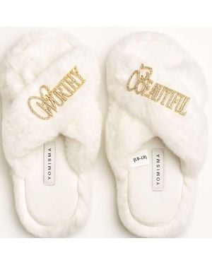Yomisma Faux Fur Slippers - White