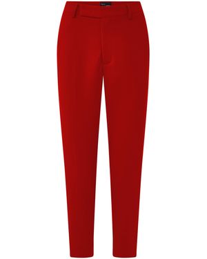 Layo G Cropped Crimson Stretch Dress Trousers - Red
