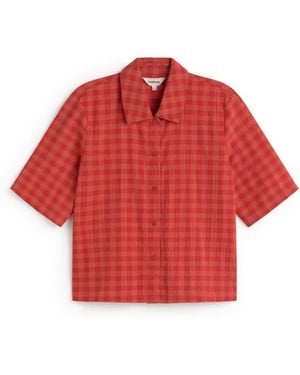 Thinking Mu Seersucker Blouse Ane - Red