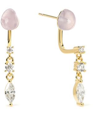 Freqnc Atelier Serpent Earrings Rose Quartz Ear Jackets - Metallic