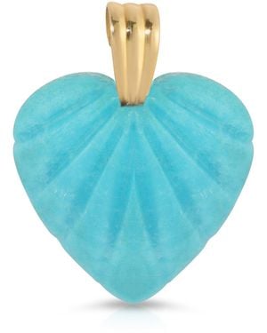 Maya Brenner Etched Heart Charm - Blue