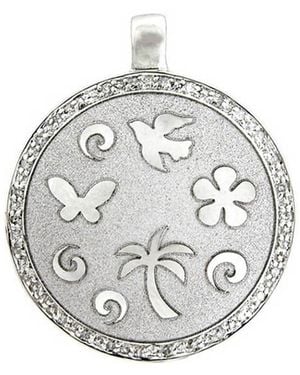Artisan Pave Diamond 10k Solid White Gold Handmade Designer Pendant Jewellery - Metallic