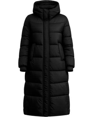 Tantra Spain Sl Quilted Coat With Non-Detachable Hood, Side Pockets, And Zipper And Clip Closure - Black