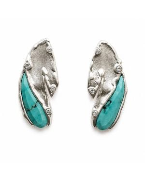 Rare Matters Jewelry Lustrous Inlay Stud Earrings - Blue