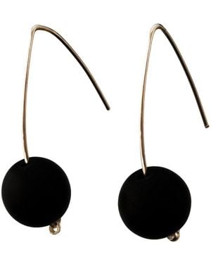 Laura Daili Pearl Glass Drop Earrings - Black