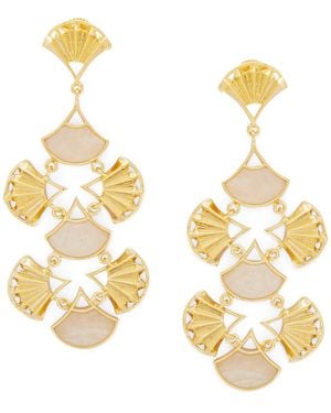 Dhwani Bansal Pankha Chandelier Earrings With Mother Of Pearl - Metallic