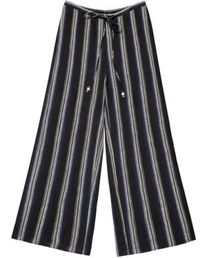 DU & BERRY Erin Linen Wide Leg Stripe Pants - Gray