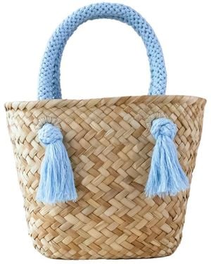 LIKHÂ Powder Blue Small Classic Tote Bag With Braided Handles