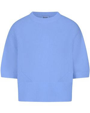 Loop Cashmere Ribbed Detail Lofty Cashmere Short-Sleeved Jumper - Blue
