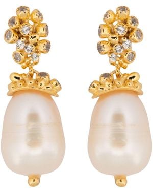 Dainty London Baroque Pearl Earrings - Metallic