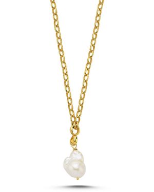 LINYA JEWELLERY Tapy Baroque Pearl Thick Chain Necklace - Metallic