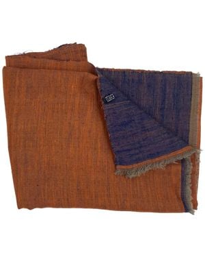Kaminee Burnt & Two-Tone Cashmere Shawl - Blue
