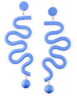 By Chavelli Squiggle Polymer Clay Statement Earrings - Blue