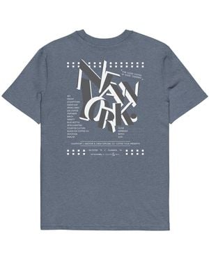 Anchor and Crew Dark Heather Gustatory New York Coffee Scene Organic Cotton Embroidered T-Shirt - Blue