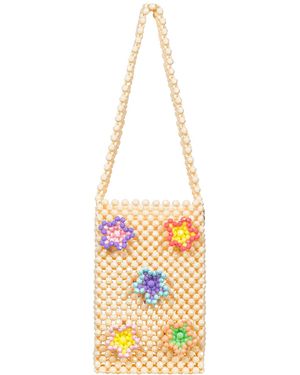 Tillie Beads Neutrals Petal Play 3D Daisy Beaded Handbag - Metallic