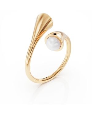 Linda Fiore Bella Vermeil Ring With Cultured Freshwater Pearls - White