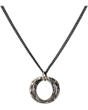 Posh Totty Designs Oxidised Sterling Silver Textured Interlinking Hoops Necklace - Metallic