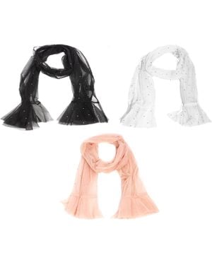 Saachi Sheer Crystal Scarf - White