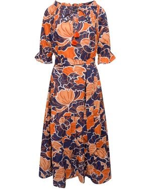 LAtelier London Zara Bardot Midi Dress - Red