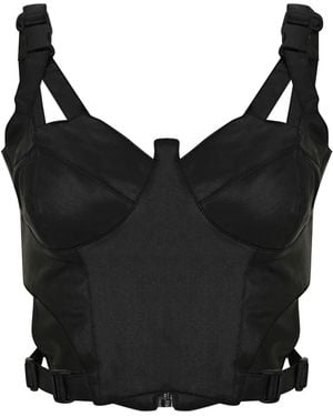 Gov Denim Structured Cut-Out Corset Top - Black