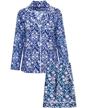Carolina Benoit Midnight Vine Block Print Short Pyjama - Blue