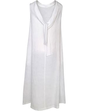 Haris Cotton Midi Back Tie Linen Dress - White