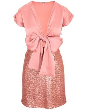 Noria Anis Afterglow Bow-Front Mini Dress - Pink