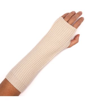 Bel Cashmere Ribbed Cashmere Mittens Ivory - Natural