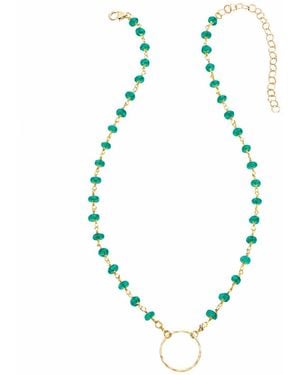 Heather Hawkins Jewelry Medium Hammered Circle Necklace - Green