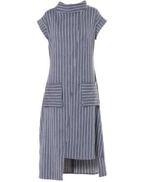 Metamorph Midi Striped Denim Dress - Blue