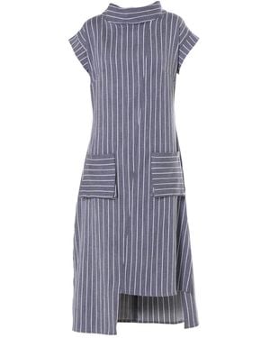 Metamorph Midi Striped Denim Dress - Blue