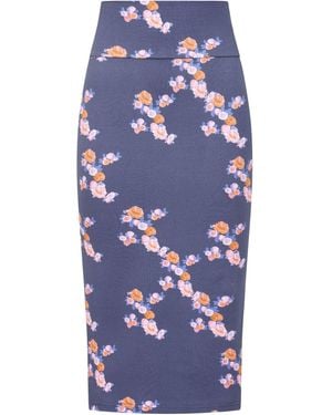 Sophie Cameron Davies Floral Midi Jersey Skirt - Blue