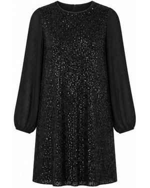 Yumi' Velvet Sequin Tunic With Long Pleated Sleeves - Black