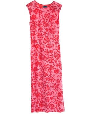 L2R THE LABEL Shoulder Pad Printed Mesh Dress - Pink