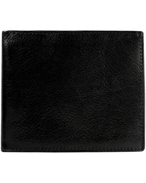 Time Resistance Leather Bifold Wallet - Black