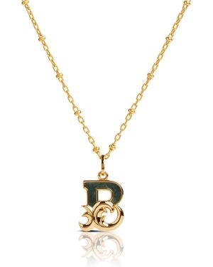 Kasun Plated B Initial Necklace With Marble - Metallic