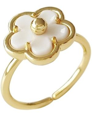 POPORCELAIN Mini Porcelain Daisy Adjustable Ring - Metallic