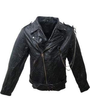 Zasta Studio Rusty Chains Leather Biker Jacket - Blue