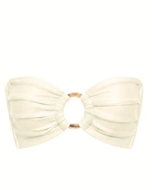 Montce Neutrals Cream Silkie Tori Ties Bandeau Bikini Top - Natural