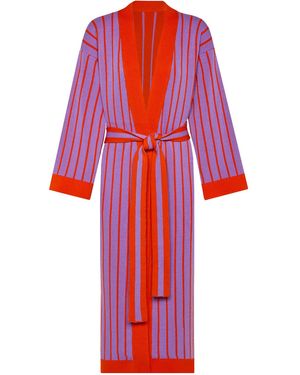 INGMARSON Thin Striped Long Wool & Cashmere Cardigan - Red