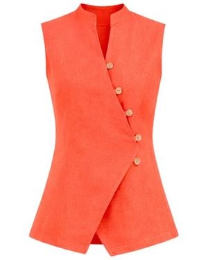 Lumina Eligma The Isla Linen Vest Ensemble - Red