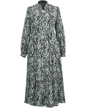 Smart and Joy V Neckline Micro Print Shirt Dress - Grey