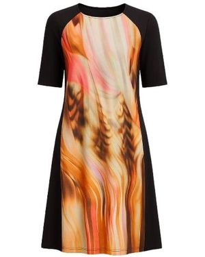 Conquista Animal Print A Line Dress - Orange