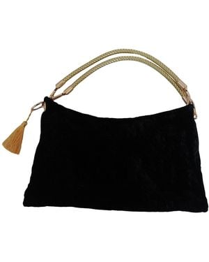 Romer Millinery Morphy Moldable 3 Way Scoop Bag Velvet With Tassel - Black