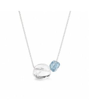 Ormiro Hour Aquamarine & Clear Quartz Necklace - Metallic