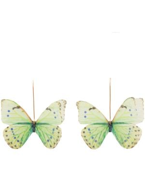 Oana Savu Mint Silk Butterfly Earwires Dangle Earrings - Green