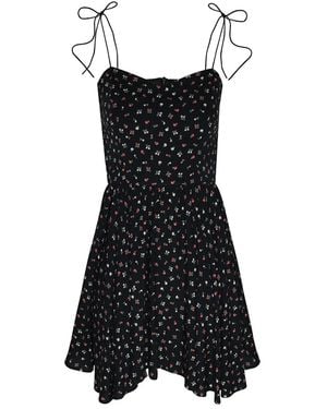 2KStyle Gala Asymmetric Spaghetti Strap Floral Mini Dress - Black